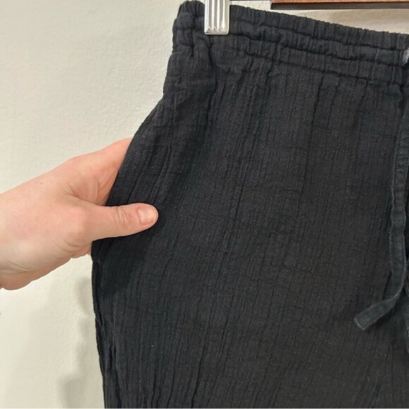 Theory Black Straight Leg Gauze Drawstring Elastic Waist Pull On Pants Size 4 - Picture 3 of 6